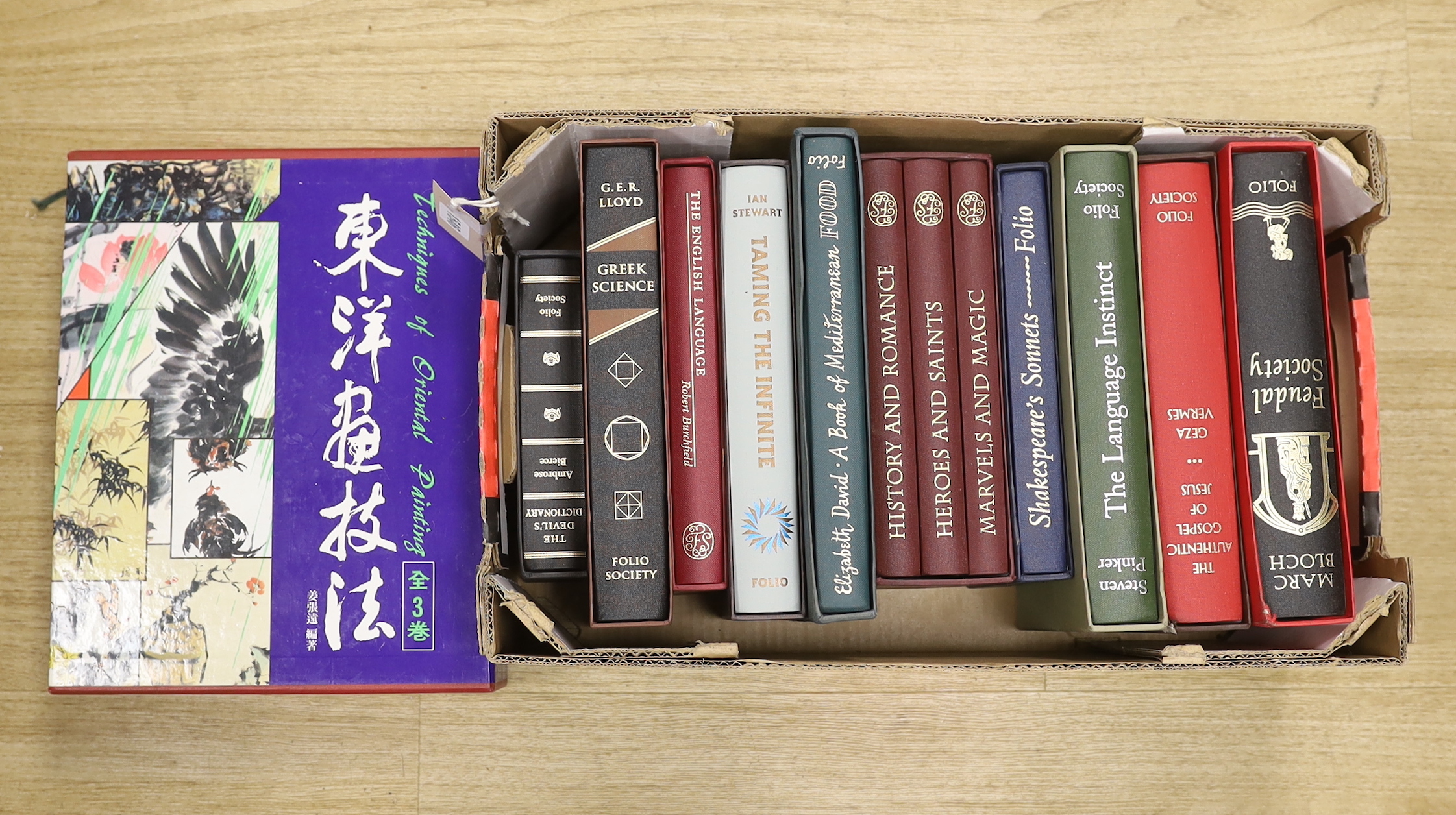 Ten folio society editions and a set of techniques of Oriental painting